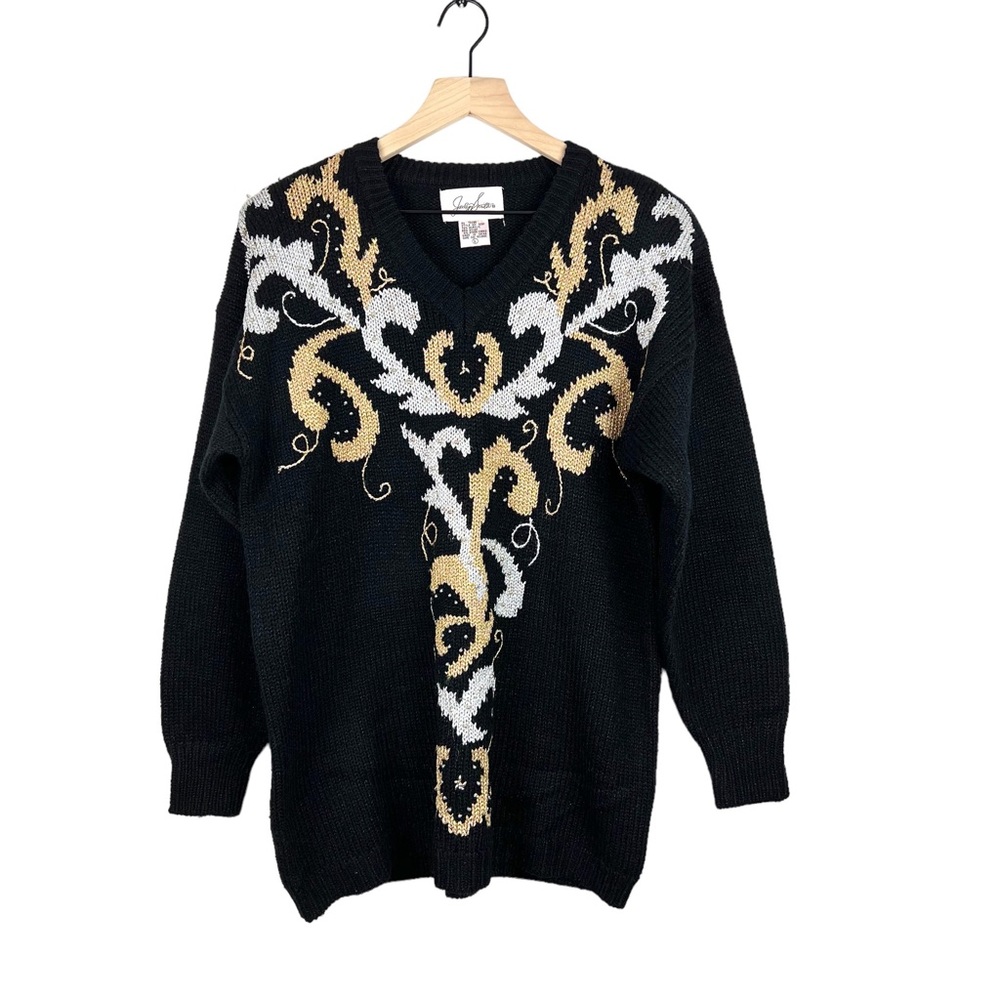 Vintage 80’s Sweater Jaclyn Smith Womens Large Beaded Black Pullover